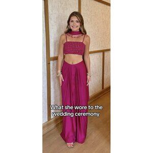 SANI Pearl Beaded Lehenga Choli with Dupatta in Hot Pink Size 2X NWT